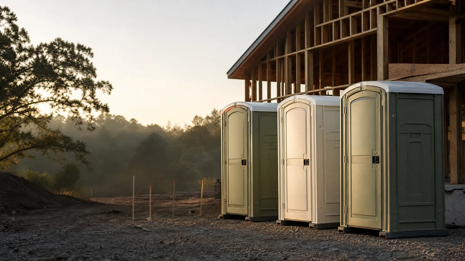 Elevated restroom experience with mobile trailers portable sanitation setup
